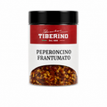 Barattolo trasparente di Peperoncino Frantumato Tiberino 1888 da 30g, con etichetta rossa e nera