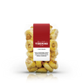 Sacchetto trasparente di taralli pugliesi "Mandorlini" Tiberino 1888 con mandorle intere, etichetta rossa e bianca.