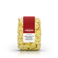 Confezione trasparente di Orecchiette Pugliesi Tiberino 1888 con etichetta rossa e testo bianco.