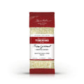 Confezione rossa e bianca di Risotto Cacio e Pepe Vegan Tiberino 1888, 200g, con riso visibile.